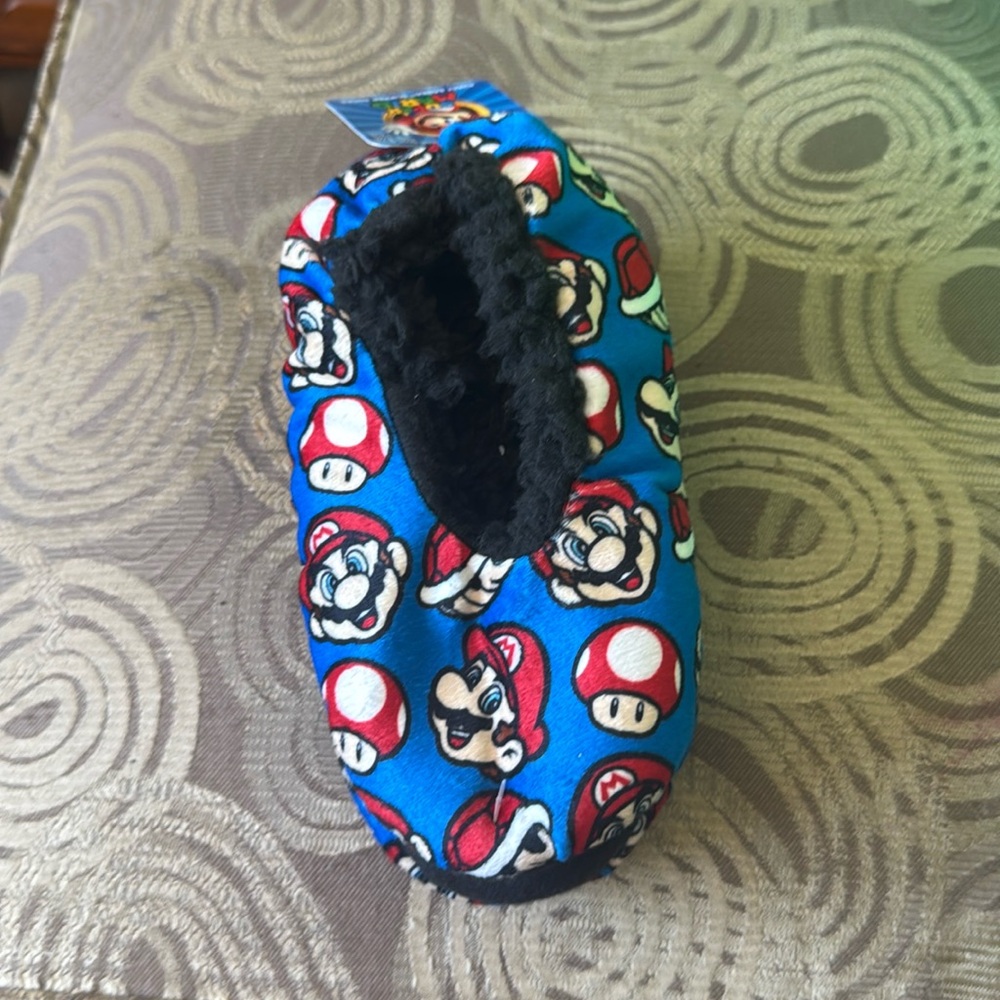 Super Mario Bros. Slippers Size 8-13/ S-MBlue with Mario and Mushroom Print